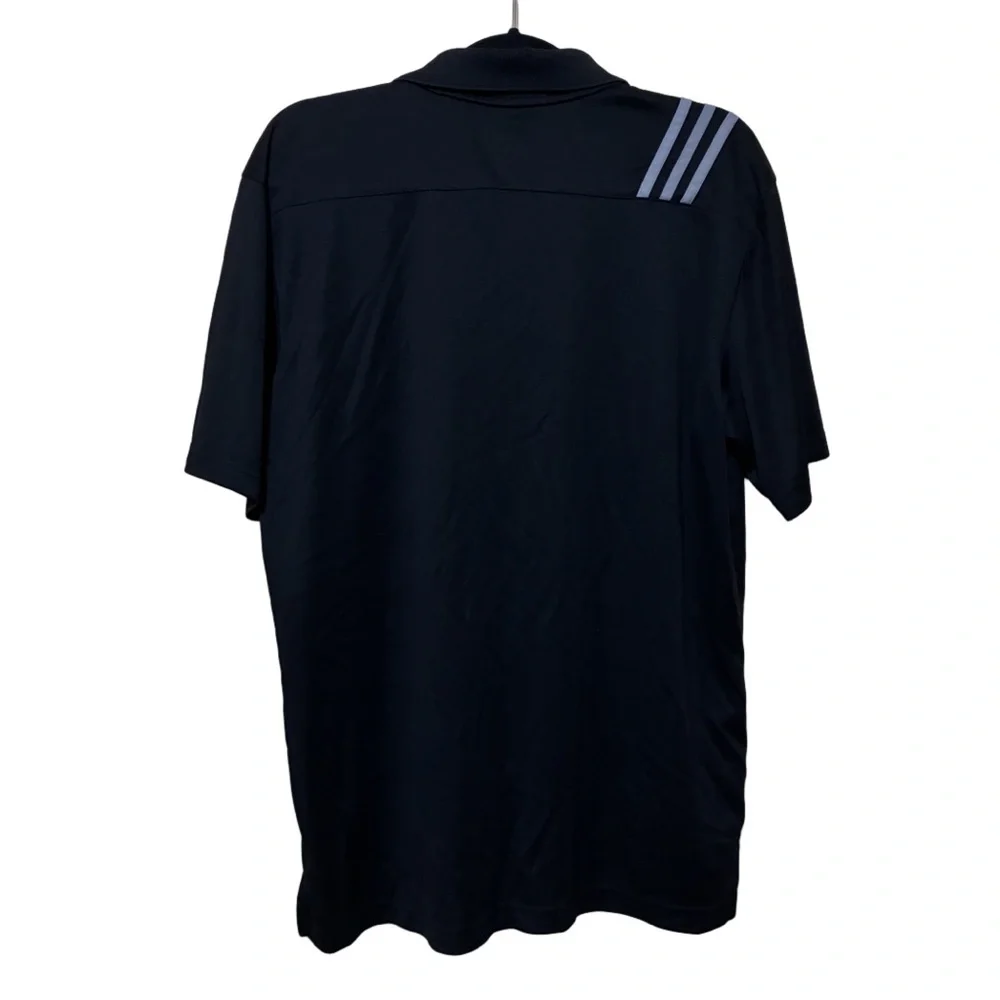 Adidas 3 Stripe Golf Polo Men’s L Black Tennis Short Sleeve Pullover